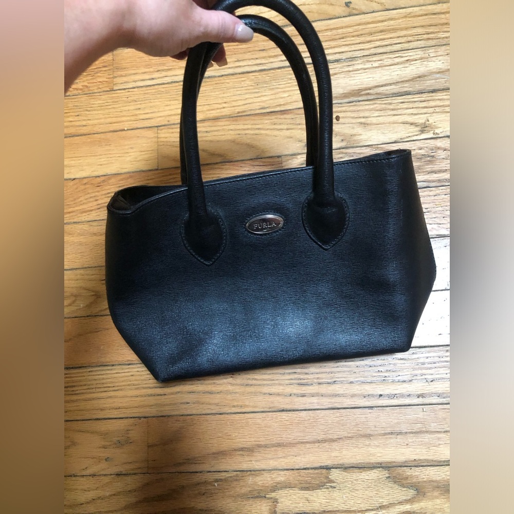 Furla Black Leather Top-Handle Tote